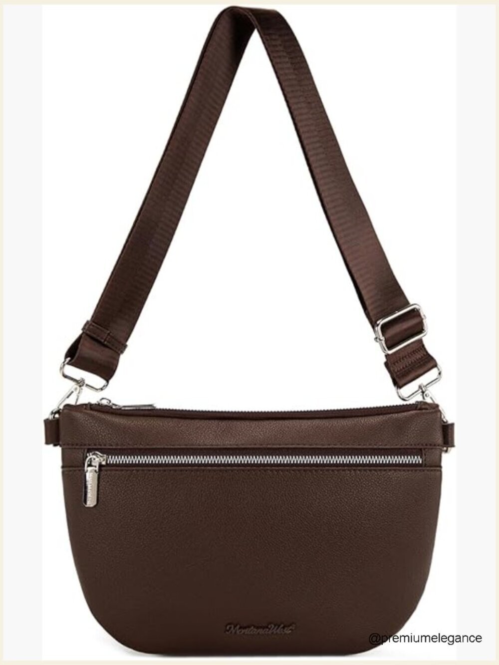 Dual Zipper Crossbody Bag with Wide Adjustable Strap, Lightweight PU Leather